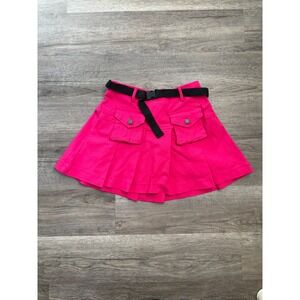 Body By‎ Us Girl's Hot Pink Pleated Cargo Mini Skirt with Belt Size 14